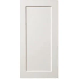 Painted shaker cabinet door in a soft white, one of the standard cabinet colours