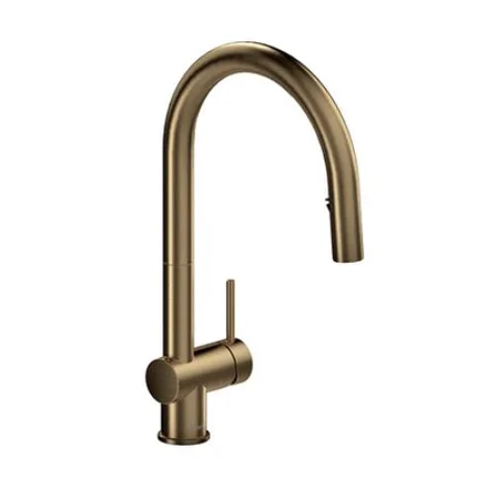 Brushed gold gooseneck kitchen faucet